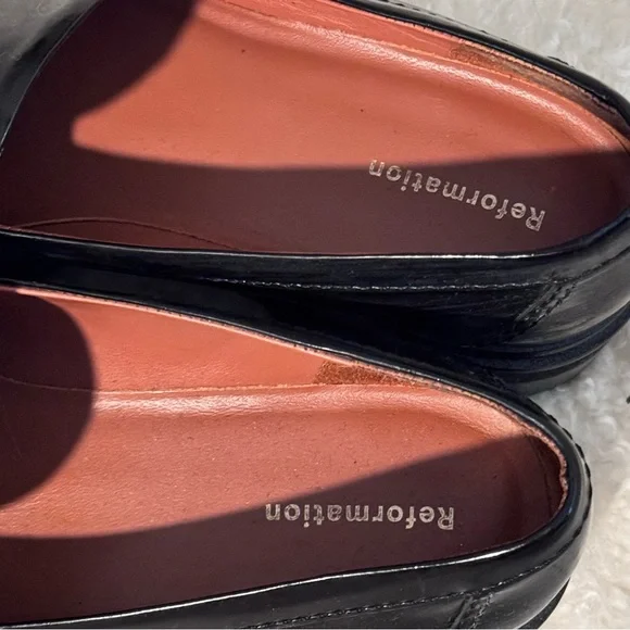 Reformation Agathea Black Chunky Platform Lugsole Penny Loafers in Size 7.5 - Picture 7 of 10